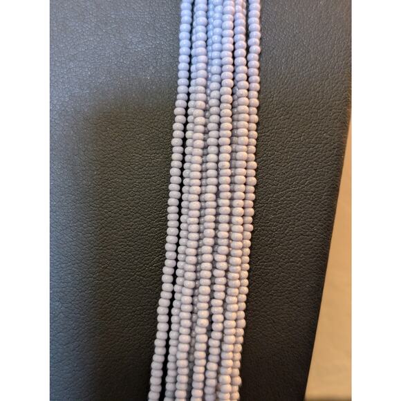 Dusty Blue Seed Bead Ten Strand Tribal Vibe Wrapped Pull Over Long 40" Necklace - Picture 2 of 5